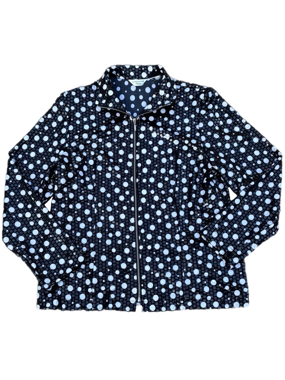 Laura Ashley | Polka Dot Full Zip Lightweight Jacket